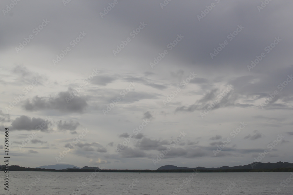 Sky and sea at sunset, evening