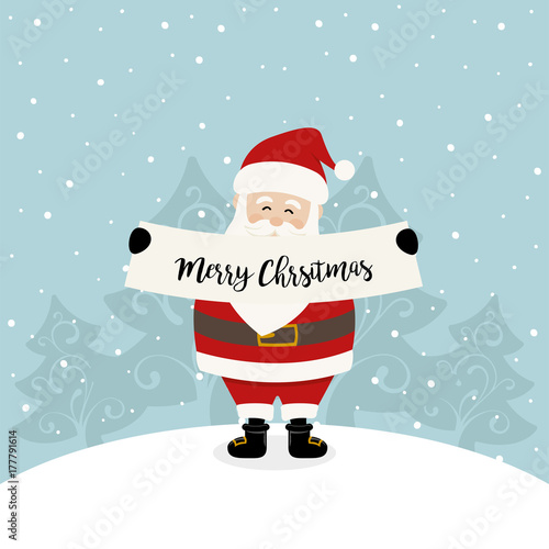 Cute Santa Claus with greetings