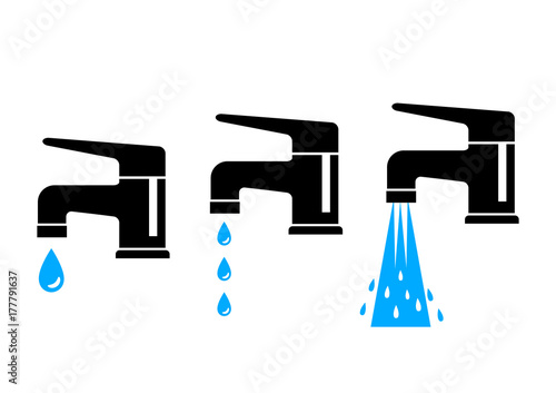 Faucet vector icons on white background