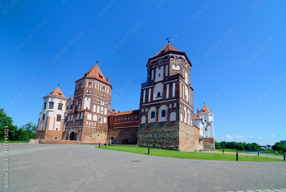 Mir Castle on the banks of Miranka River, Belarus
