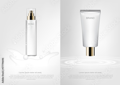 Cosmetic ad, milk lotion and moisturizer concept design