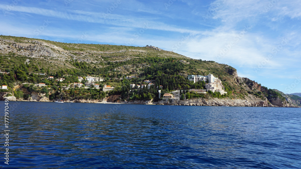 wild coast of croatian town dubrovnik from a boat wild coast of croatian town dubrovnik from a boat