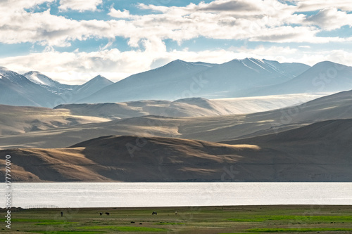 Landscape around Tso Moriri Lake in Ladakh, India	 photo