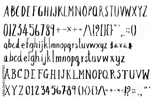 Set of Font brush illustration Hand drawn Sketch line vector eps10