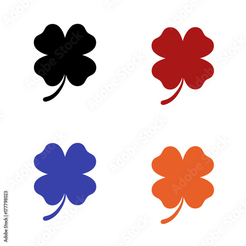 editable four leaf clover icon in black red blue and orange colors isolated for applications and web pages