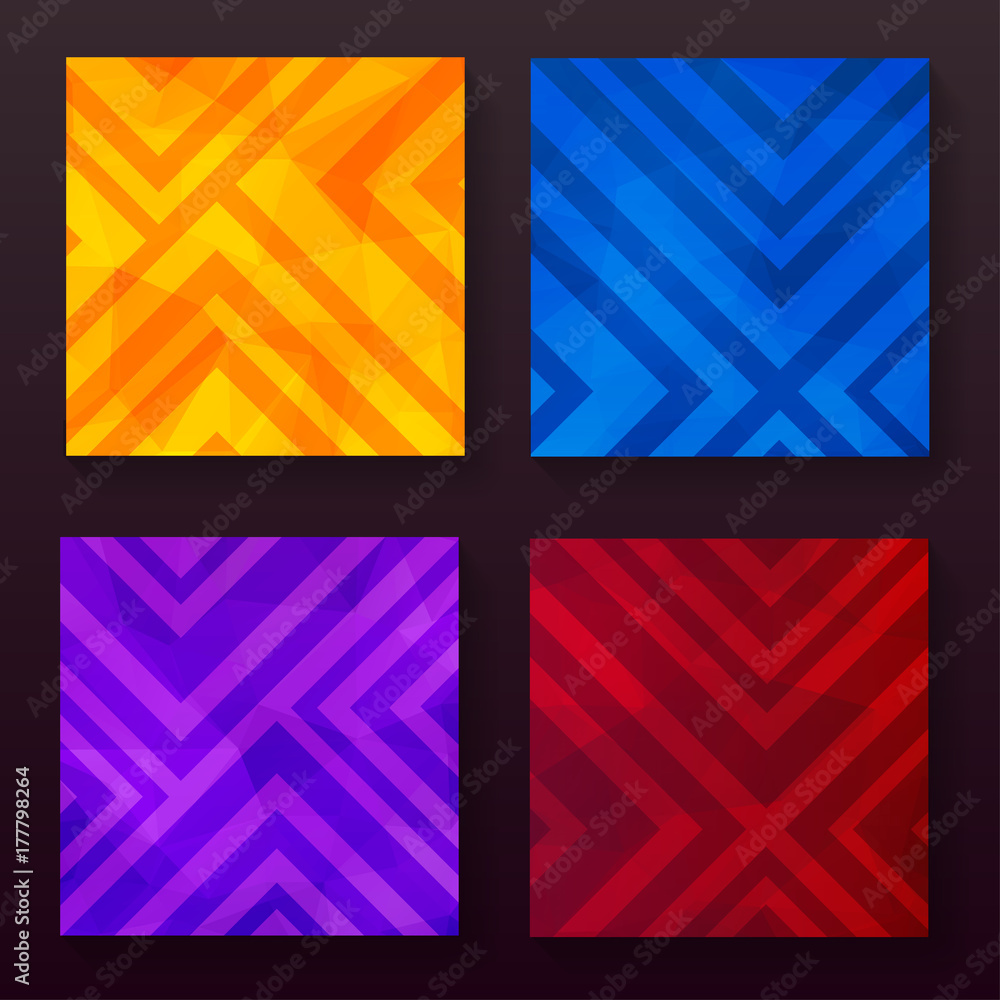 Abstract striped pattern with polygonal background. Set of geometric linear backdrops. Abstract striped pattern with polygonal background. Set of geometric linear backdrops.