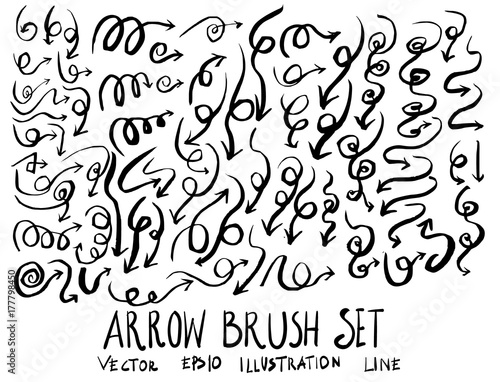 Set of arrow brush illustration Hand drawn Sketch line vector eps10