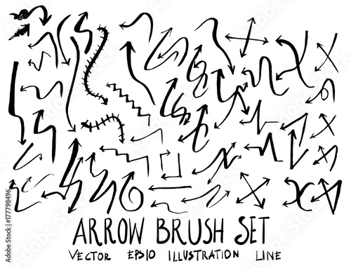 Set of arrow brush illustration Hand drawn Sketch line vector eps10