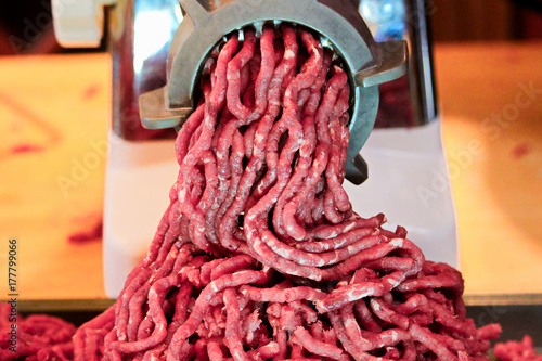 Closeup of freshly ground deer meat processed at home