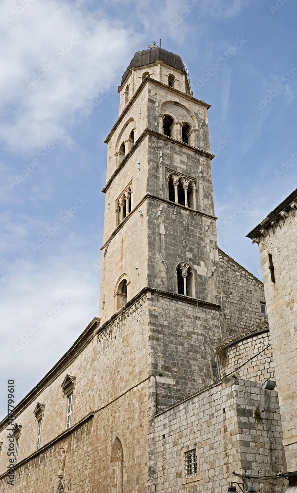 Old bell tower in Dubrovnik, Croatia. St.Franciskus monastery