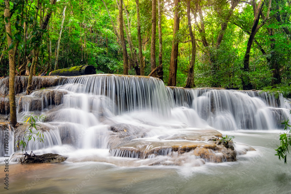 Beautiful Huay Mae Khamin waterfall in tropical rainforest at Srinakarin national park Beautiful Huay Mae Khamin waterfall in tropical rainforest at Srinakarin national park