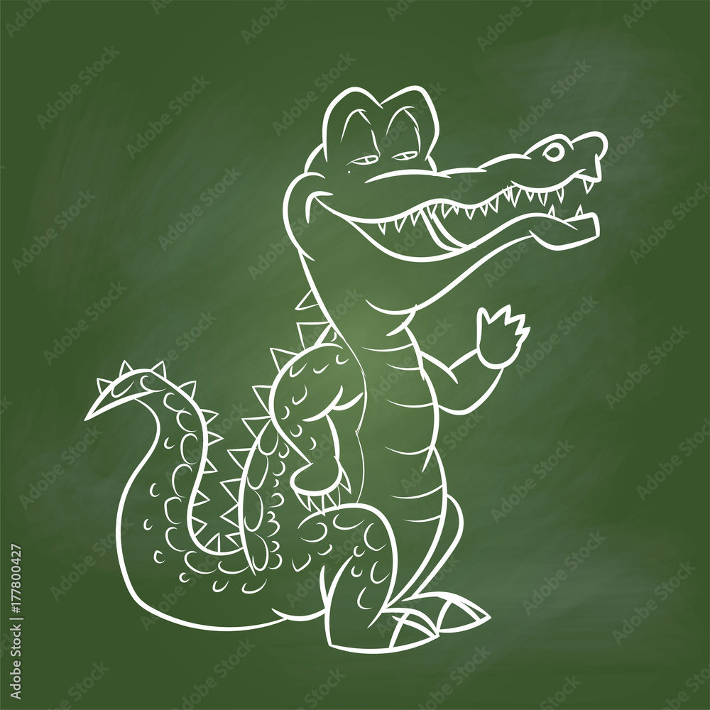 Hand drawing Crocodile Cartoon on Green board -Vector illustration Stock  Vector | Adobe Stock