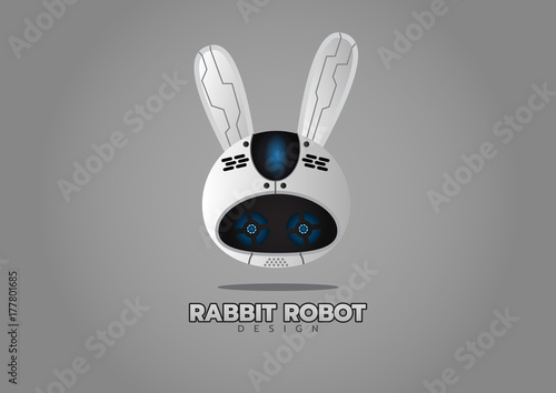 Rabbit robot logo design - vector illustration