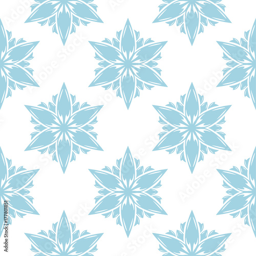 Blue floral seamless pattern on white background © Liudmyla