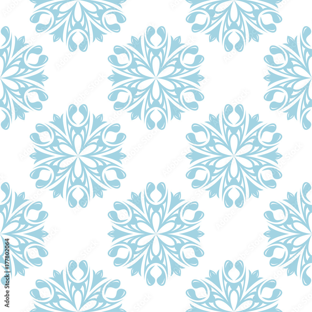 Blue floral seamless pattern on white background Blue floral seamless pattern on white background