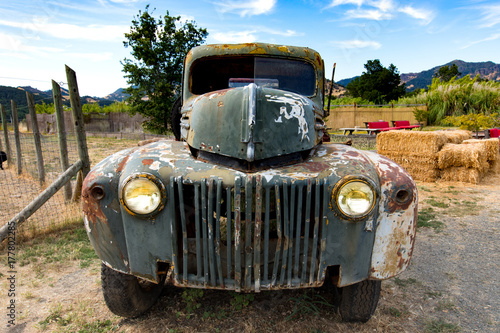old truck in the farm - front view