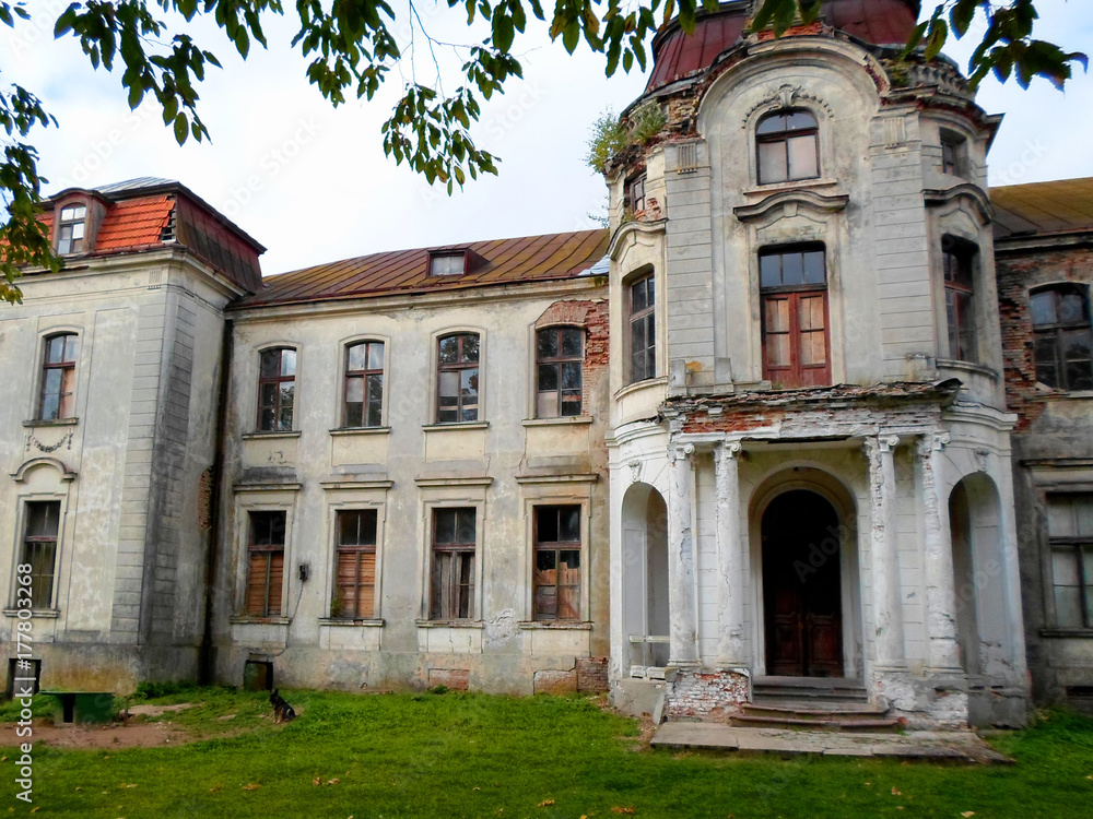 Abandoned palace in Belarus (Zheludok, Grodno region), built in the early twentieth century, example of Art Nouveau style