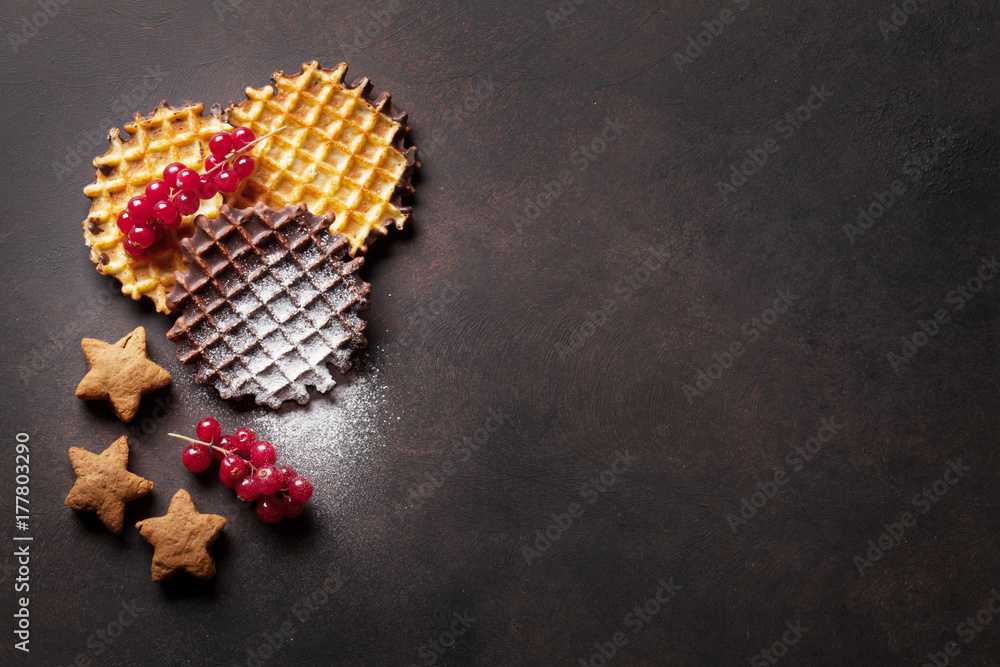 Waffles and berries Waffles and berries