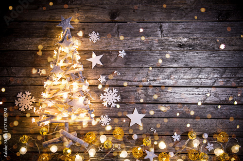 Christmas decoration on wooden background