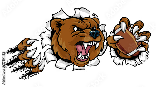 Bear American Football Ball Breaking Background