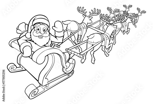 Santa and his Flying Sleigh and Reindeer photo