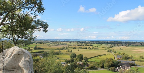 Panoramic view of the bay of Mont Saint Michel from Mont Dol mountain, Brittany, France