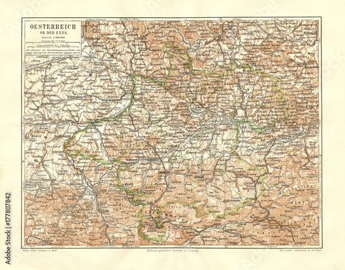 Map of Austria-Hungary above the river Enns  from Meyers Lexikon  1896  13 328 329 