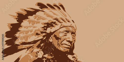 Dekoracja na wymiar  chef-indien-americain-fond-sioux-symbole-portrait-tribu-visage-guerrier