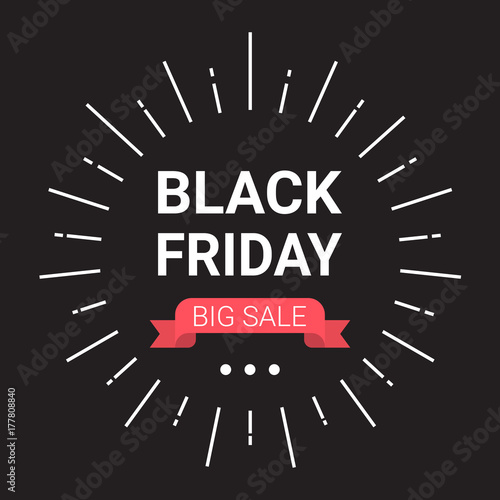 Black Friday Big Sale Banner Design Holiday Discount Concept Flat Vector Illustration