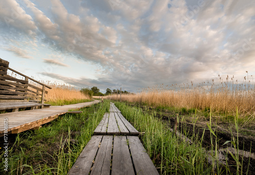 Obraz na płótnie Ducboard path to the clouds. Beautifull cloudy landscape from Finland w salonie