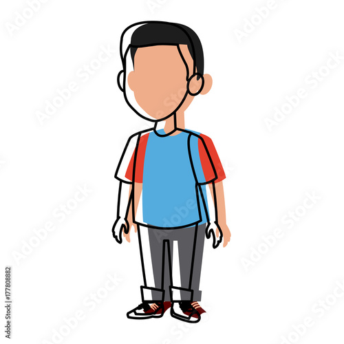 Cute schoolboy cartoon icon vector illustration graphic design