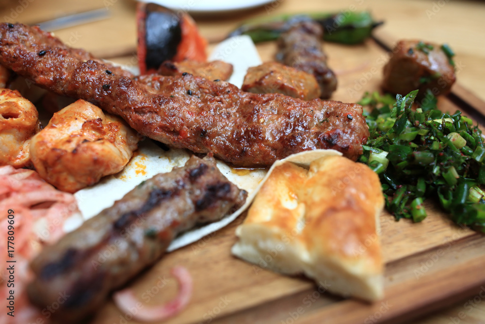 Plate with various kebab