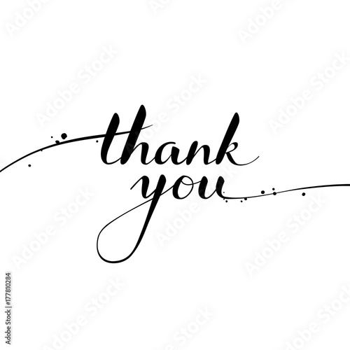 Thank You calligraphy. Brush painted letters. Vector illustration, template for banner, flyer or gift card
