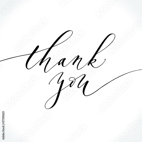 Thank You modern calligraphy. Brush painted letters. Lettering template for banner, flyer or gift card. Vector illustration.