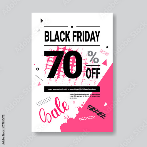 Black Friday Sale Banner With Copy Space Pink Template Poster Grunge Design Shopping Discount Concept Vector Illustration