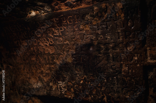 old stone wall in the wine cellar