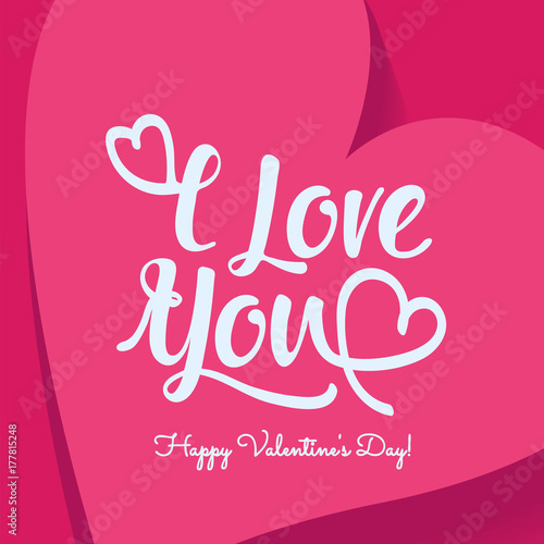 Square postcard with love confession and heart. Vector illustration.