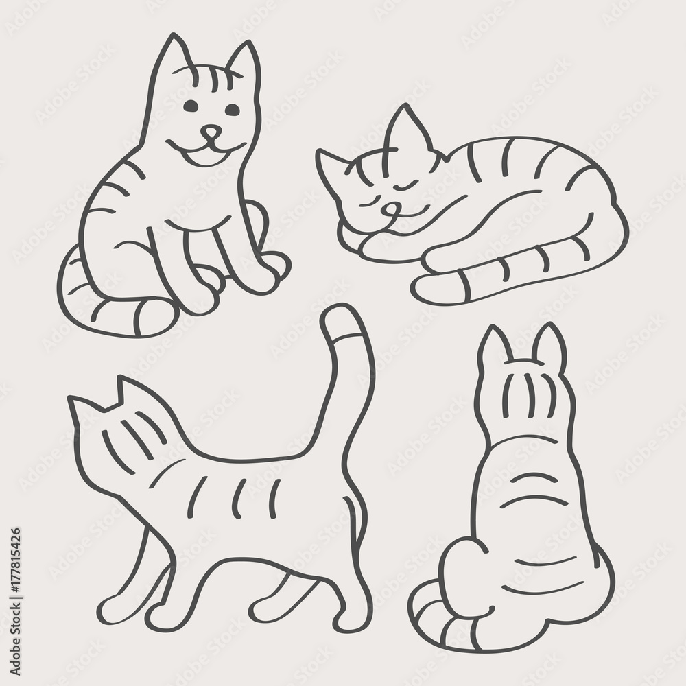 Cute cats. Isolated vector illustration.