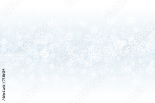 Xmas Blank Vector Background. Frost Effect on Glass with Realistic Snowflakes Overlay on Light Blue Backdrop. Merry Christmas Holidays Abstract Illustration