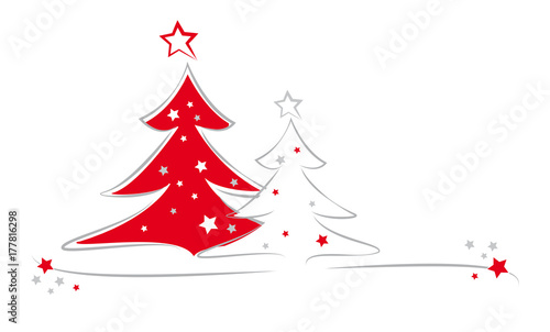 weihnachtsbaum - grau-rot mit sternen