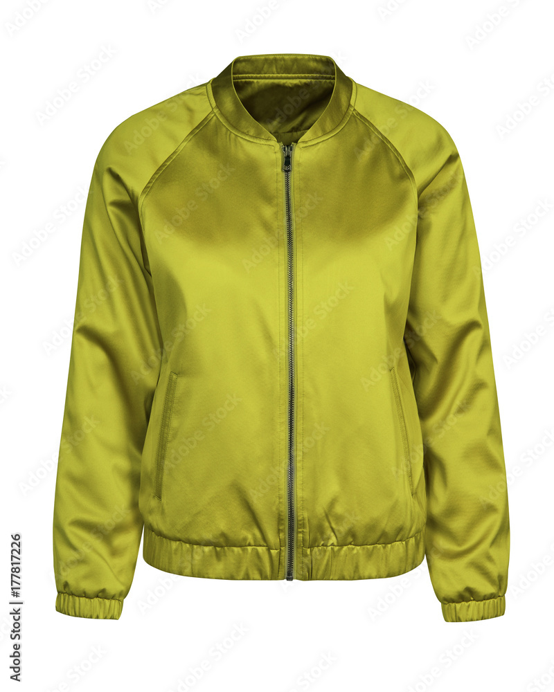 Light green bomber jacket isolated on white Light green bomber jacket isolated on white