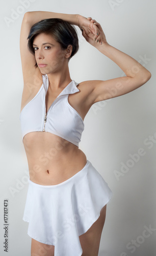 Sexy Short Haired Woman in Fun White Outfit © mpaphotoftl