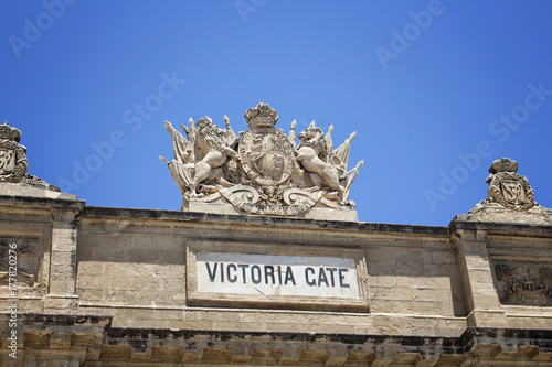 View of one of the gates in Valletta city in Malta.