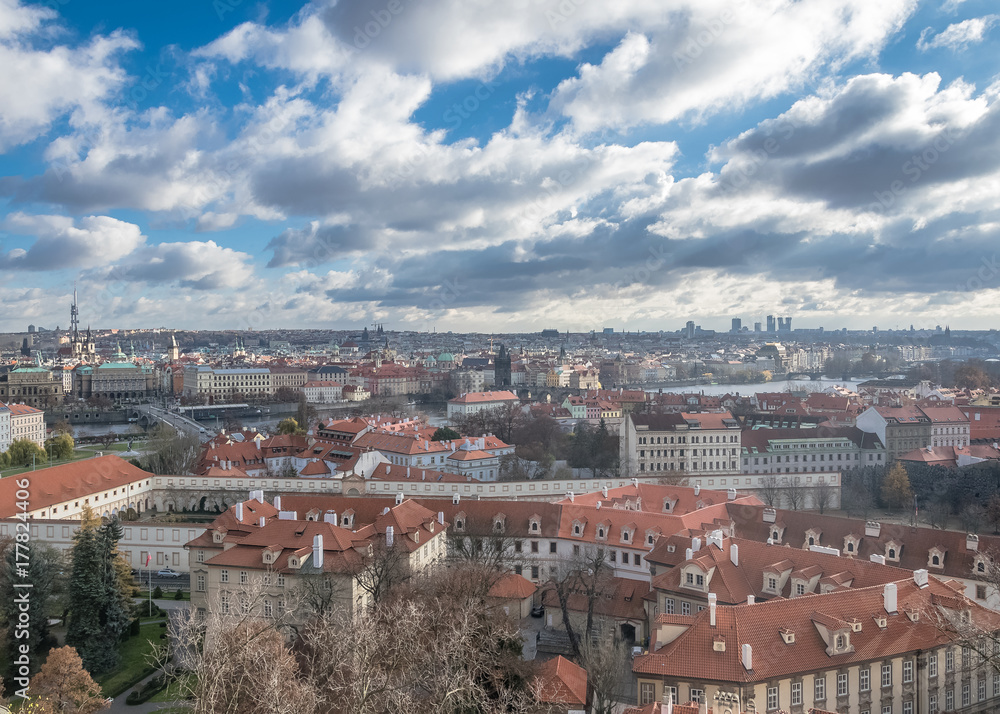 Prague Cityscape with Vibrant Clouds 