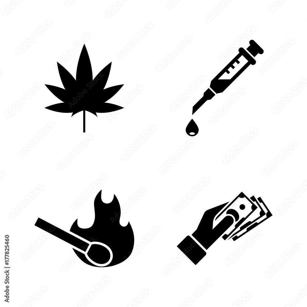 Crime. Simple Related Vector Icons Set for Video, Mobile Apps, Web Sites, Print Projects and Your Design. Black Flat Illustration on White Background.