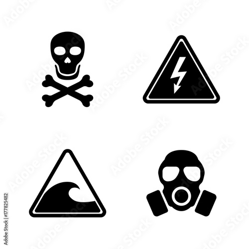 Danger. Simple Related Vector Icons Set for Video, Mobile Apps, Web Sites, Print Projects and Your Design. Black Flat Illustration on White Background.