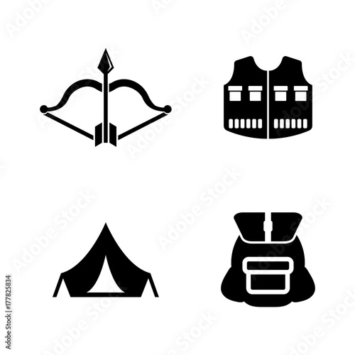 Hiking. Simple Related Vector Icons Set for Video  Mobile Apps  Web Sites  Print Projects and Your Design. Black Flat Illustration on White Background.