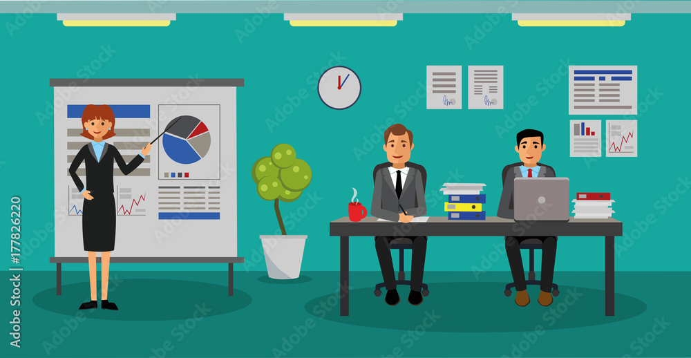 Typical working day in the office.Vector illustration. Typical working day in the office.Vector illustration.