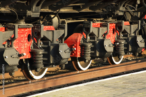 Old locomotive wheels. Brest. Belarus