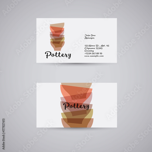 Pottery or a store of utensils. Hands made pottery. Multicolored bowls.